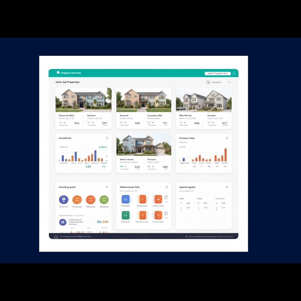 Property Management Dashboard showing units and properties